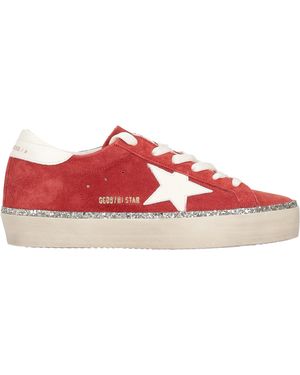 Golden Goose Hi Star Obermaterial aus Wildleder, Stern und Absatz aus Leder mit Glitzerfuchs - Rot