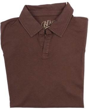 Bl'ker Polo Manica Corta Hamptons Senza Bottoni Jersey - Brown