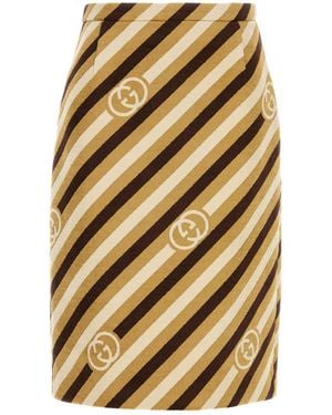 Gucci Multicolour Stripes Logo Skirt - Natural