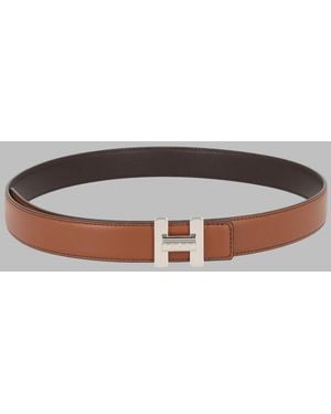 Hogan Reversible Leather Belt With Logo Buckle - Grey