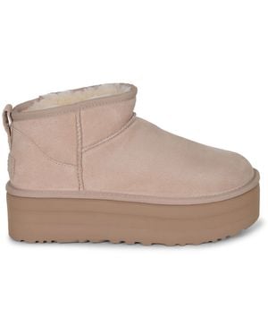UGG Boots "Classic Ultra Mini Con Plateau" Made Of Suede - Brown