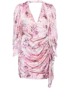 IRO Floral Print Silk Short Dress - Pink