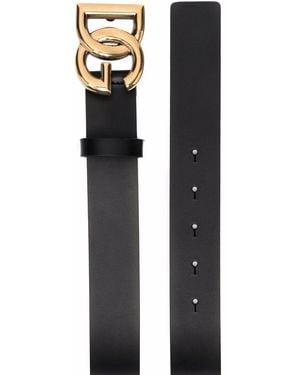 Dolce & Gabbana Dg Logo Leather Belt - Black