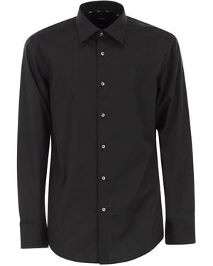 BOSS Slim-Fit-Hemd von aus bügelleichter Stretch-Baumwollpopeline - Schwarz