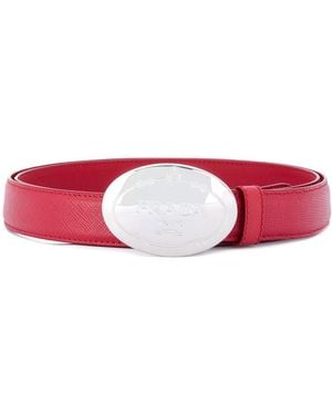 Prada Oval Engraved Buckle Belt - Red