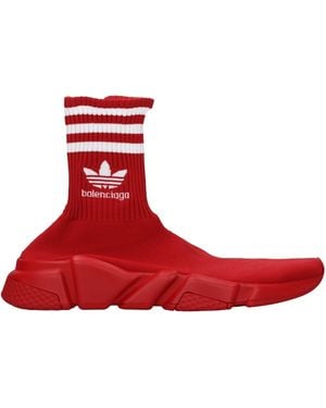 Balenciaga Speed 3D Knit Slip On Sock Sneakers - Red