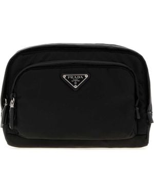 Prada Canvas Beauty Case With-Tone Hardware, 22 X 17 X 8 Cm - Black