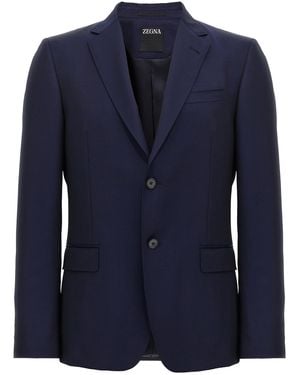 ZEGNA Blazer Met Enkele Borsten - Blauw