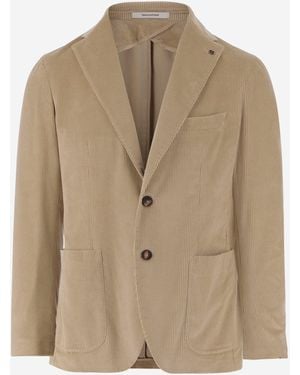 Tagliatore Single Breasted Jacke in Stretch -Baumwoll -Samt - Natur