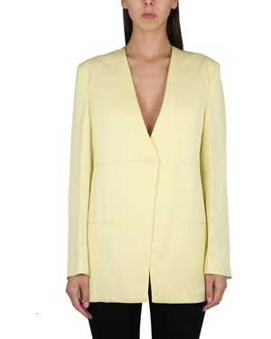 Jil Sander V-Neck Jacket With Back Slit For - Natural