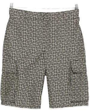 Balmain Monogrammed Cargo Shorts - Grey