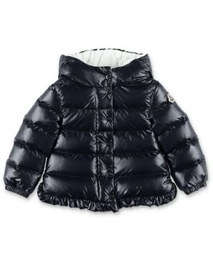 Moncler Mini Tazui Recycled Polyester Down Jacket With Ruffle Hem - Blue