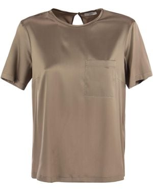 Peserico Silk Satin T-Shirt - Brown