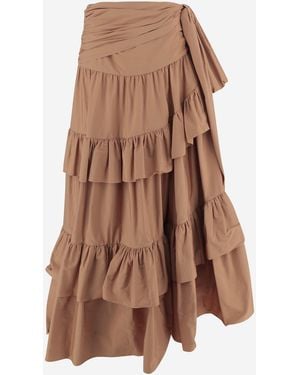 Chloé Skirt Ruffled Cotton Poplin - Brown