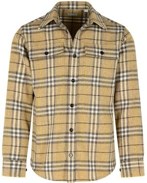 Burberry 'check Vintage' Beige Wool Shirt - Metallic