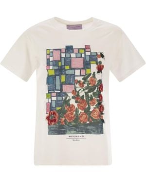 Weekend by Maxmara Bobby Cotton T -shirt Met Voorafdruk - Wit