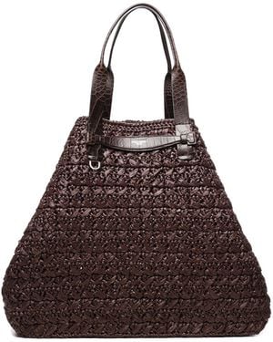 Dolce & Gabbana Crochet Raffia Tote Tasche in Braun