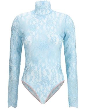 Valentino Floral Lace Bodysuit - Blue