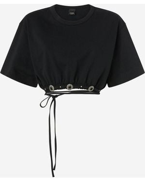 Pinko Top de algodón con cordón ajustable de - Negro