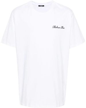 Balmain T-Shirt Mit Logo-Stickerei - Weiß