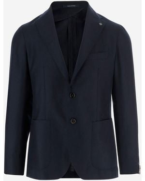 Tagliatore Single Breasted Cashmere Jacket - Blue