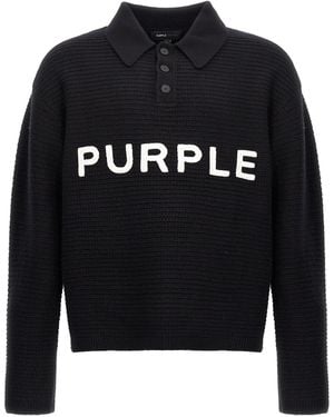 Purple Logo Embroidery Sweater Sweaters And Cardigans - Blue