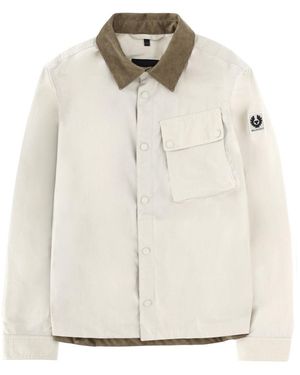 Belstaff Cotton Button-Front Overshirt With Corduroy Collar - White