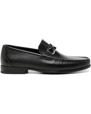 Ferragamo Gancini Leather Loafers - Black