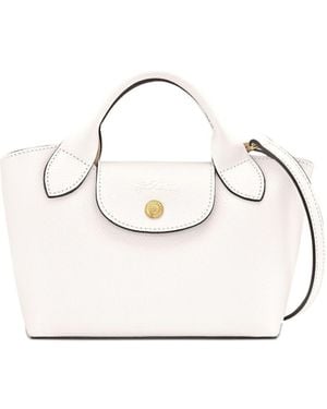 Longchamp Épure Xs Genarbte Weiße Tasche - Natur