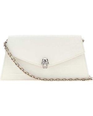 McQueen Leather Mini Skull Crossbody Bag - White