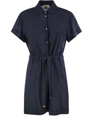 Herno Chemisier Jumpsuit With Drawstring - Blue