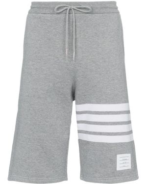 Thom Browne Shorts Aus Baumwolljersey Mit Intarsienstreifen - Grau