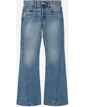 RE/DONE Twisted Mid Rise Bootcut Cotton Jeans - Blue