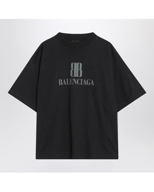 Balenciaga Faded Nano Bb Medium Fit T Shirt - Black