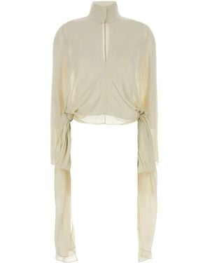 Alaïa Cream Crepe Blouse - White