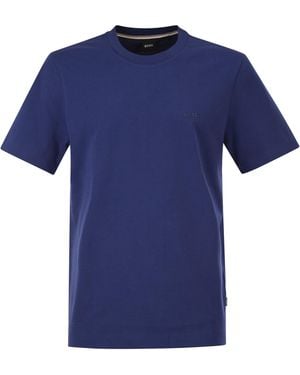 BOSS Camiseta de punto de algodón con logo de - Azul
