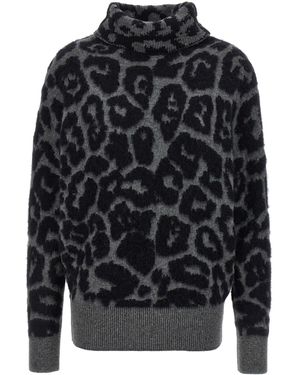 Stella McCartney Leopard-Print Wool/Alpaca Blend Turtleneck Sweater - Schwarz