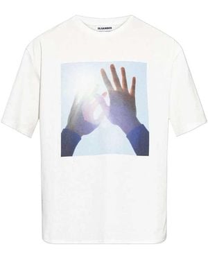 Jil Sander T Shirt With Hands Print - White