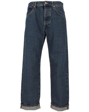 Tela Genova Pantalone Tobia Selvage Dirty Stone Blue - Blau