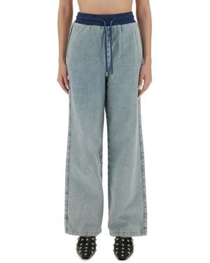 Moschino Wide-Leg Denim Jeans With Drawstring Waistband - Blau