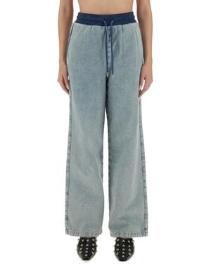 Moschino Wide-Leg Denim Jeans With Drawstring Waistband - Blue