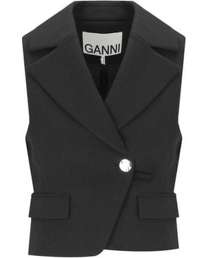 Ganni Crepe Vest - Black