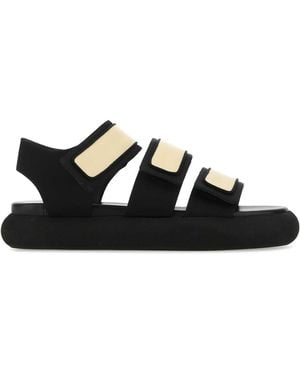 Neous Two Tone Fabric And Leather Octans Sandals - Black