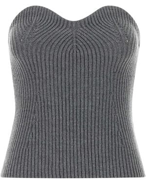 Jil Sander No-Remove Brand. Remove Color. Wool Blend Bodice Top - Gray