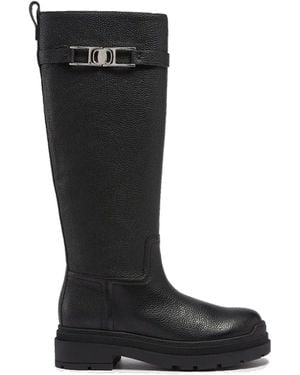 Ferragamo Lederstiefel - Schwarz