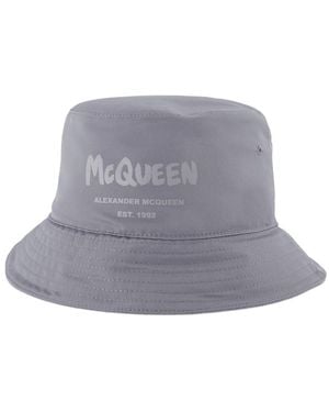 McQueen Tonal Graffiti Eimer Hut Synthetic Grey - Grau