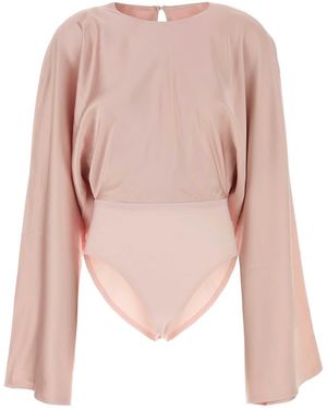 Norma Kamali Pink Satin Bodysuit