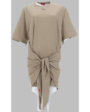 DIESEL Abito T-Shirt Con Nodo Frontale - Natural