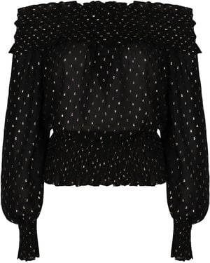 Self-Portrait And Chiffon Top - Black