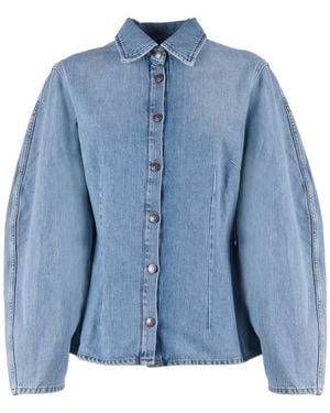 ROTATE BIRGER CHRISTENSEN Vinetta Denim Shirt Cotton (Organic) Long Sleeves T-Shirt - Blue